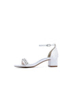 Satin Block Heel Sandal with Diamond Embellishments