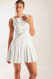NO COMPARISONS PLEATED SKIRT MINI DRESS WHITE