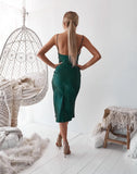 Aspen Midi Dress Emerald Green Satin Slip Dress