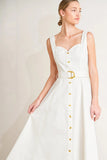 BELLA PORTOFINO WHITE MIDI DRESS