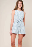 MOMENT MAKER LACE DENIM ROMPER BLUE