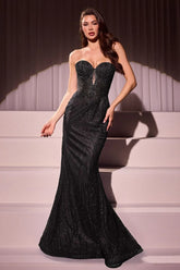 Maddox Gown Black STRAPLESS GLITTER EMBELLISHED GOWN