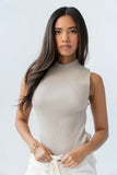 Rika Ribbed Top in Taupe
