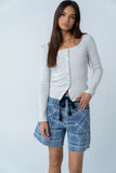 Roselyn Plaid Denim Shorts