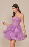 YVONNE RUFFLE SKIRT MINI DRESS DUSTY LAVENDER