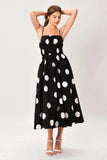 DOT THEORY BLACK WHITE MIDI DRESS