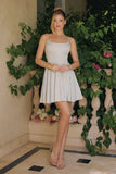 EILEEN MINI DRESS SHIMMER DRAPE A LINE MINI DRESS