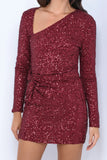 Kia Sequin Mini Dress Burgundy