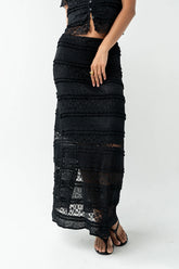 Lexie Lace Midi Skirt in Black