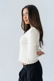 Suzy Scalloped Sweater in Ivory