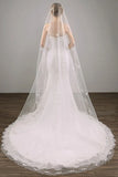 Two Tier Lace Appliques Edge Cathedral Veil Long Wedding Veil