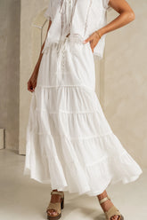 Mira Maxi Skirt in White FINAL SALE