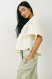 Alessia Peplum Top in Cream FINAL SALE