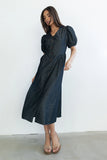 Conley Pinstripe Midi Dress in Black