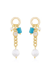 Pearl and Charm Dangle Earrings