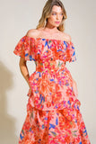 STROLL THE AVENUES MIDI DRESS PEACH