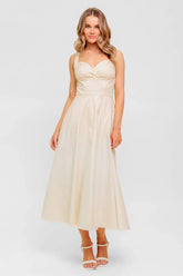 CHANTILLY CHARM SHIRRED MIDI DRESS