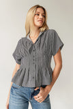 Alec Striped Blouse in Grey FINAL SALE