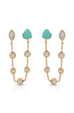 Double Piercing Turquoise Earrings