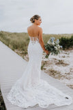 Mermaid Sweetheart Tulle Appliques Wedding Dresses with Sleeves