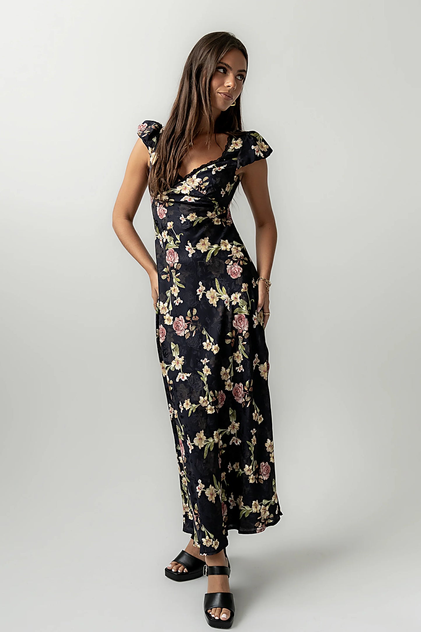 Asa Floral Maxi Dress in Black FINAL SALE