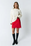Harper Lace Trim Mini Skirt in Red