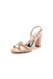 Burgundy High Heeled Sandals with Crystal Accent