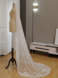 Simple Floral Lace Chapel Train Veil Bridal Veil Wedding Veil