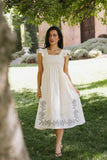 Lane Embroidered Midi Dress in Cream