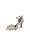 Lace Beaded Peep Toe Imitated Silk High Heels