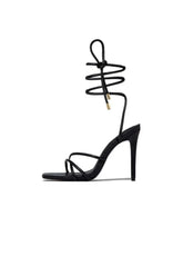 Squared Open Toe Strappy Silhouette Ankle Wrap Women Heeled Sandal