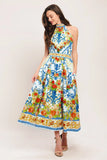 CERAMIC FLORA PRINTED MIDI DRESS