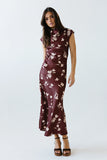 Carson Floral Maxi Dress in Red Brown FINAL SALE