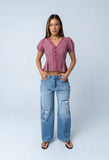 Brianna Embroidered Blouse in Brick