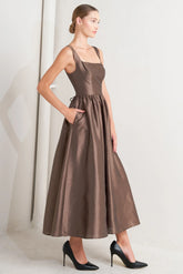 CAFÉ LUSTER BROWN MIDI DRESS