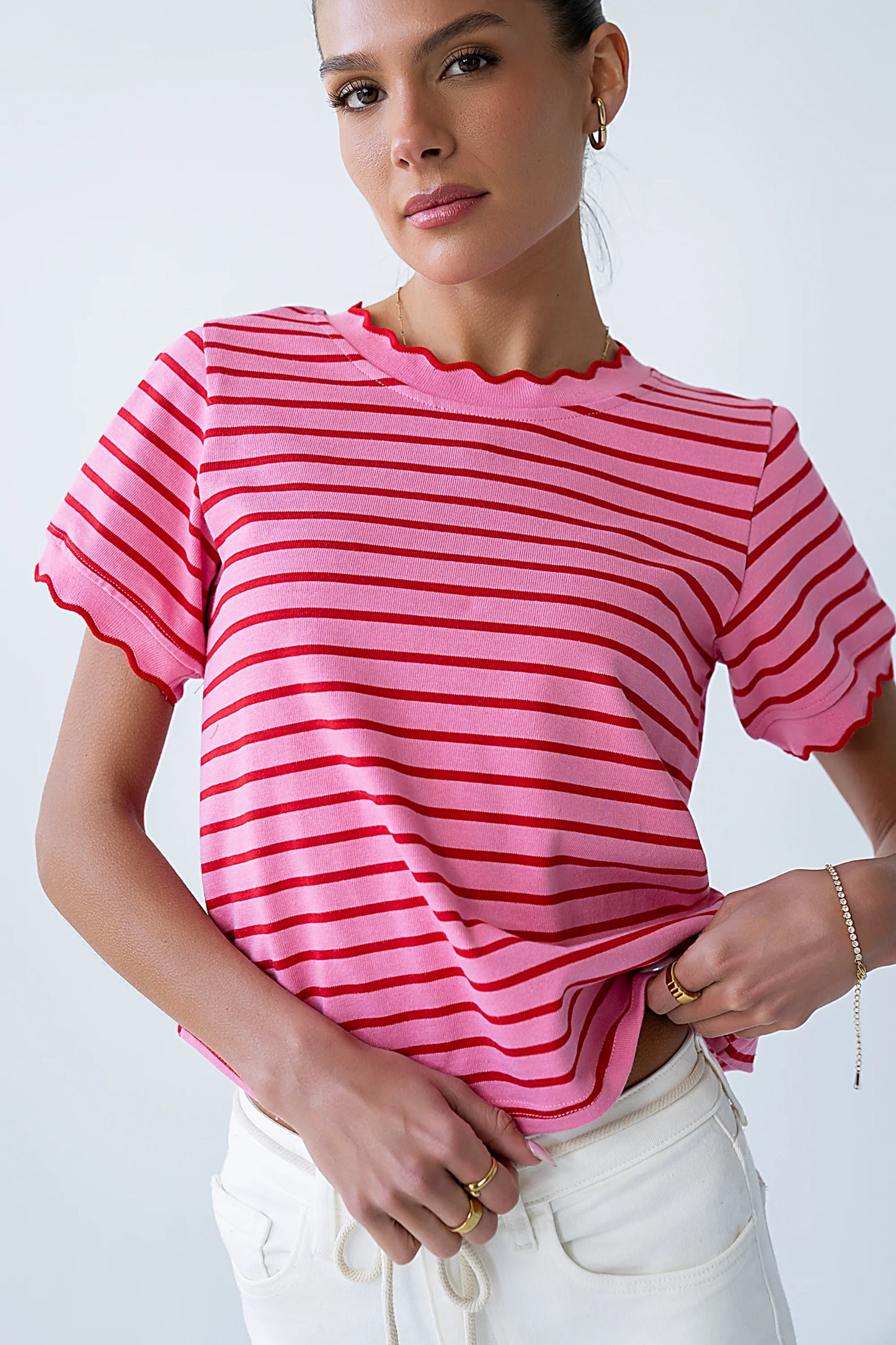 Walker Scalloped Top in Pink