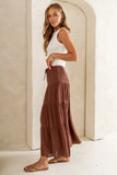 June Tiered Maxi Skirt in Brown FINAL SALE