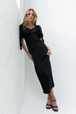 Amanda Lace Trim Maxi Dress in Black