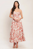 FLORAL HAZE CORAL MIDI DRESS