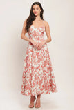 FLORAL HAZE CORAL MIDI DRESS