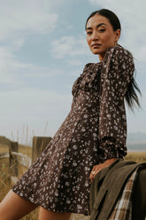 Myles Floral Mini Dress in Burgundy FINAL SALE
