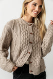 Noah Cable Knit Cardigan in Taupe FINAL SALE