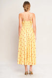 GOLDEN SUMMER POLKA DOT YELLOW MIDI DRESS