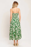 ART NOUVEAU FLORAL GREEN MIDI DRESS