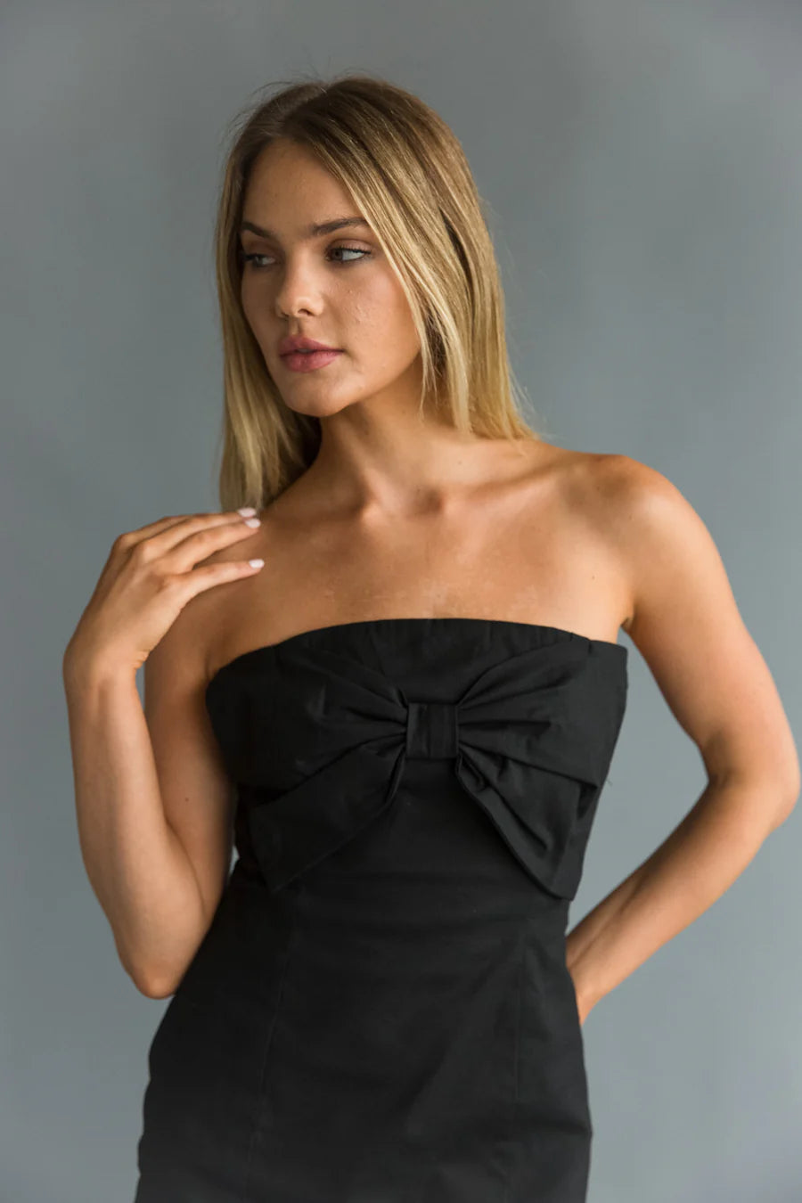 Mina Strapless Bow Bodycon Mini Dress