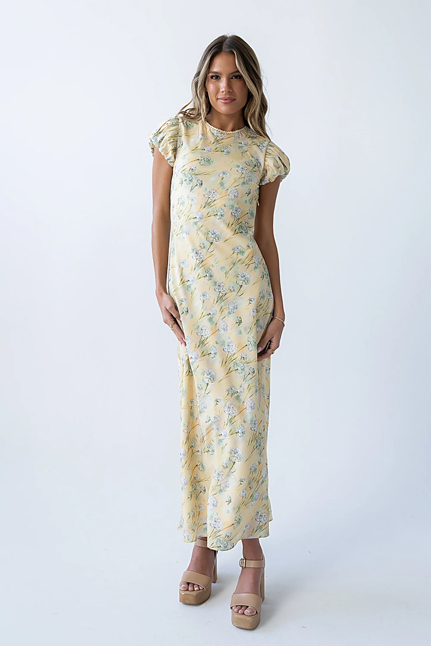 Ellianna Floral Maxi Dress in Butter Yellow