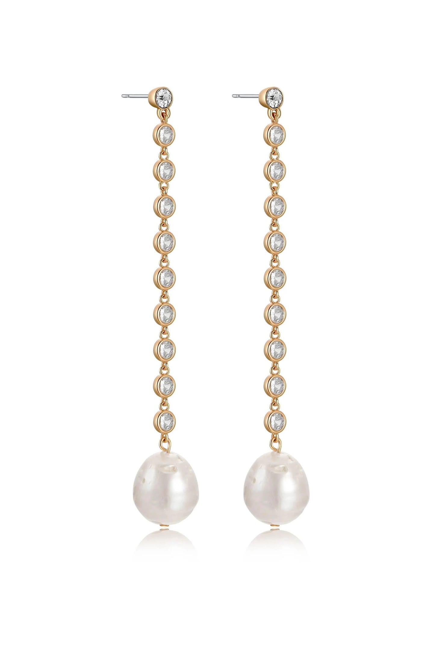 Crystal Chain Pearl Drop Earrings