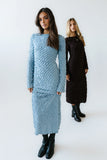 Bell Ruffle Maxi Dress in Blue