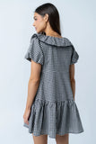 Tony Gingham Baby Doll Dress in Black