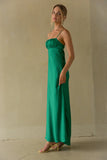 Adelai Open Back Satin Maxi Dress